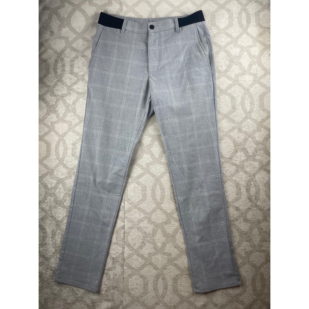 Zara Man Slim Fit Mens Small 30 Grey Windowpane Plaid Elastic Waist Trousers